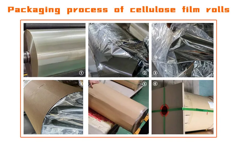 Packaging process of cellulose film rolls