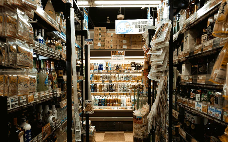 Packaged food in retail stores