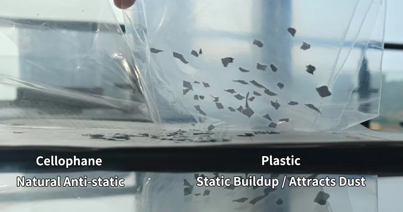 cellophane anti-static vs plastic film comparison