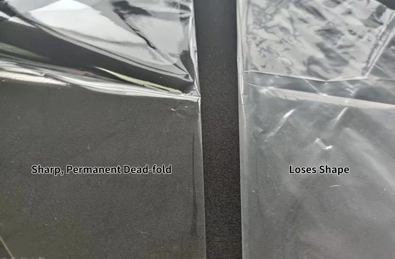 cellophane dead-fold vs plastic elastic recovery