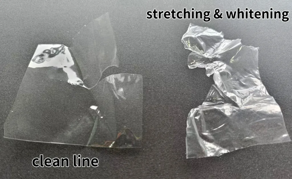 cellulose film tear test straight vs stretch comparison